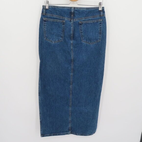 Mossimo Juniors 7 Blue Jean Denim Maxi Skirt Side Slits Pockets Y2K All Cotton - Picture 5 of 11